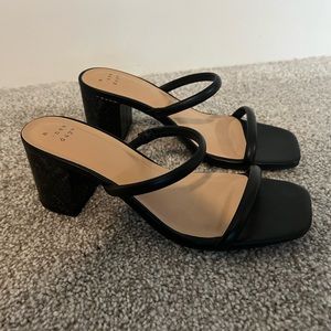 A New Day Black Square Toe Block Heels